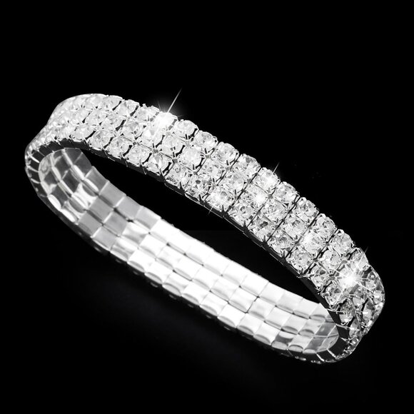 Jewelry Set Silver Rhinestone Purse Necklace Earrings Bracelet Ring Women - Picture 3 of 6